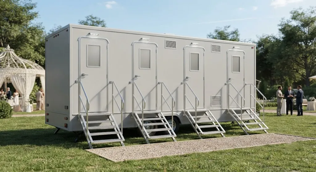 4 stall restroom trailer from our Greeley fleet